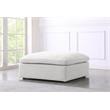 Pemberly Row Contemporary Cream Durable Linen Fabric Deluxe Ottoman