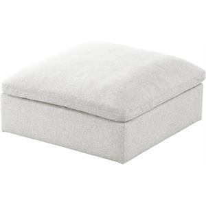 Pemberly Row Contemporary Cream Durable Linen Fabric Deluxe Ottoman