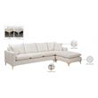 Pemberly Row Contemporary Cream Velvet 2-Piece Reversible Sectional