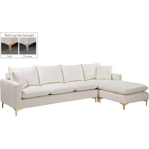 Pemberly Row Contemporary Cream Velvet 2-Piece Reversible Sectional