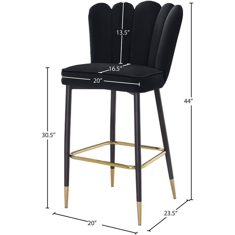 Pemberly Row Contemporary Upholstered Black Velvet Stool (Set of 2)