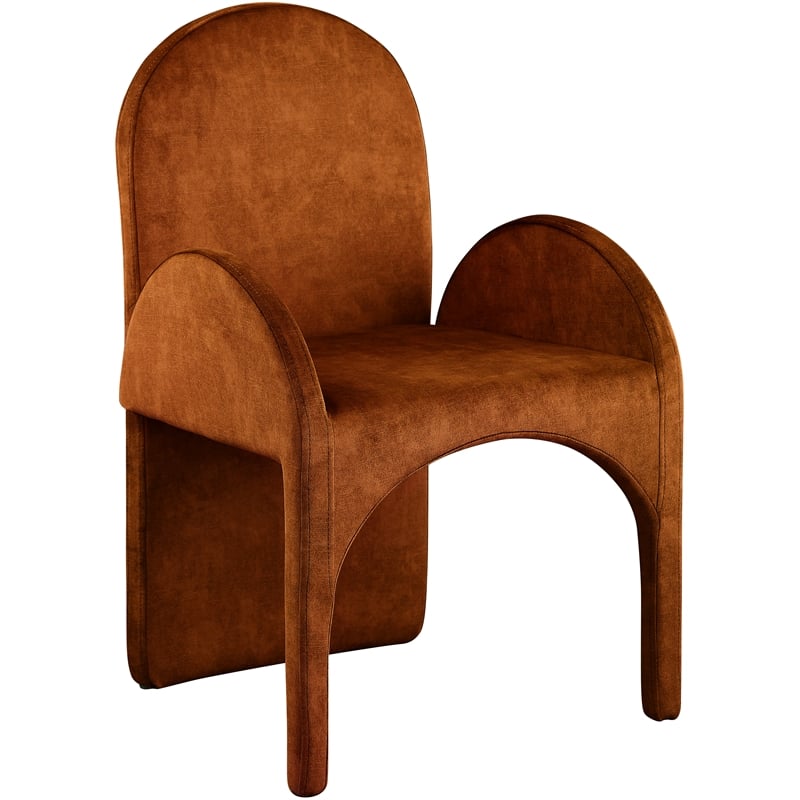 Pemberly Row Contemporary Cognac Velvet Dining Arm Chair (Set of 2)