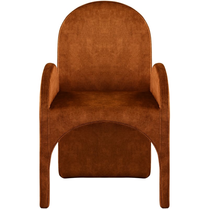 Pemberly Row Contemporary Cognac Velvet Dining Arm Chair (Set of 2)