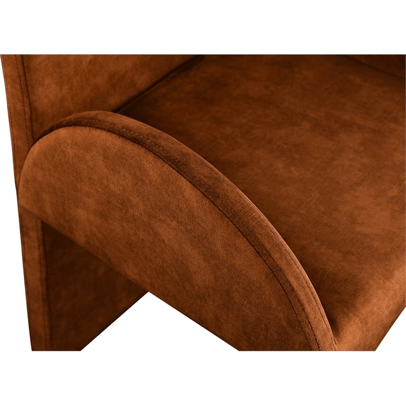 Pemberly Row Contemporary Cognac Velvet Dining Arm Chair (Set of 2)