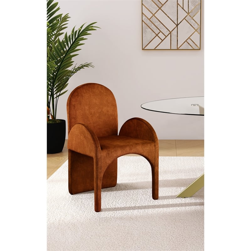 Pemberly Row Contemporary Cognac Velvet Dining Arm Chair (Set of 2)