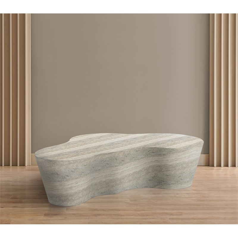 Pemberly Row Indoor/Outdoor Concrete Travertine Finish Coffee Table
