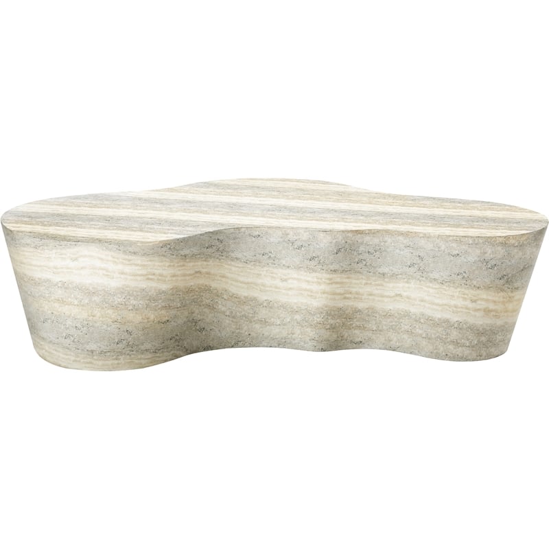 Pemberly Row Indoor/Outdoor Concrete Travertine Finish Coffee Table