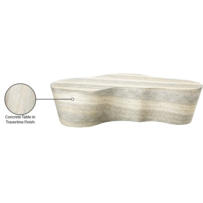 Pemberly Row Indoor/Outdoor Concrete Travertine Finish Coffee Table