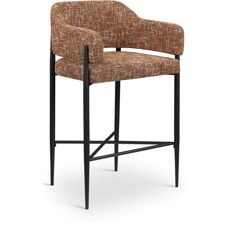 Pemberly Row Contemporary Cognac Polyester Counter Stool (Set of 2)