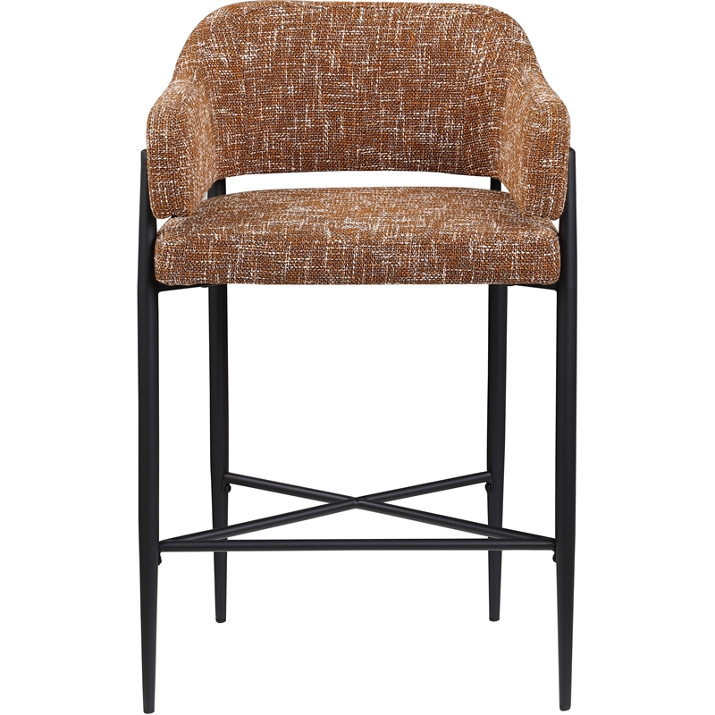 Pemberly Row Contemporary Cognac Polyester Counter Stool (Set of 2)