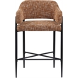 Pemberly Row Contemporary Cognac Polyester Counter Stool (Set of 2)