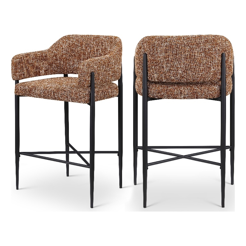Pemberly Row Contemporary Cognac Polyester Counter Stool (Set of 2)