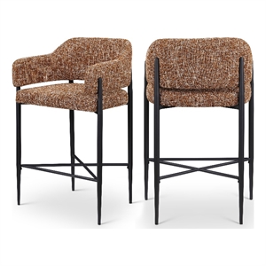 Pemberly Row Contemporary Cognac Polyester Counter Stool (Set of 2)