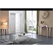 Pemberly Row Stone Console Table in Chrome with Stainless Steel Base