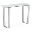 Pemberly Row Stone Console Table in Chrome with Stainless Steel Base