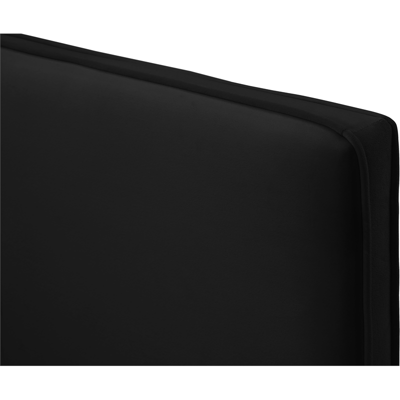 Pemberly Row Black Velvet Queen Bed with Gold & Chrome Legs Included