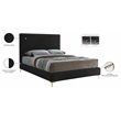Pemberly Row Black Velvet Queen Bed with Gold & Chrome Legs Included