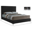 Pemberly Row Black Velvet Queen Bed with Gold & Chrome Legs Included