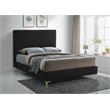Pemberly Row Black Velvet Queen Bed with Gold & Chrome Legs Included