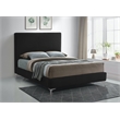 Pemberly Row Black Velvet Queen Bed with Gold & Chrome Legs Included