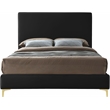 Pemberly Row Black Velvet Queen Bed with Gold & Chrome Legs Included
