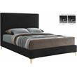 Pemberly Row Black Velvet Queen Bed with Gold & Chrome Legs Included