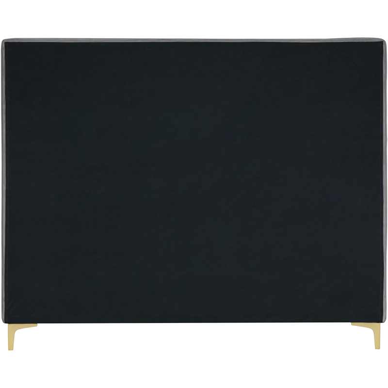 Pemberly Row Gray Velvet Full Bed with Gold and Chrome Legs Included