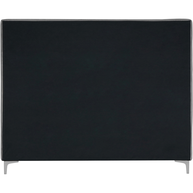 Pemberly Row Gray Velvet Full Bed with Gold and Chrome Legs Included