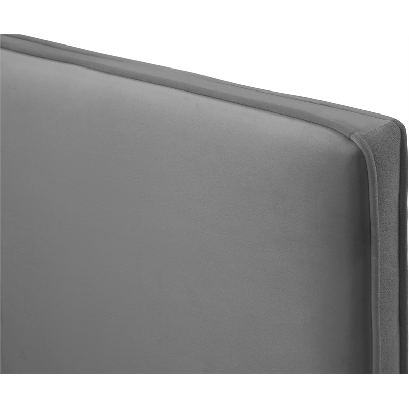 Pemberly Row Gray Velvet Full Bed with Gold and Chrome Legs Included