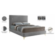 Pemberly Row Gray Velvet Full Bed with Gold and Chrome Legs Included