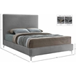 Pemberly Row Gray Velvet Full Bed with Gold and Chrome Legs Included