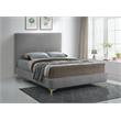 Pemberly Row Gray Velvet Full Bed with Gold and Chrome Legs Included