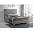 Pemberly Row Gray Velvet Full Bed with Gold and Chrome Legs Included