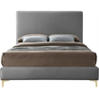 Pemberly Row Gray Velvet Full Bed with Gold and Chrome Legs Included