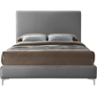 Pemberly Row Gray Velvet Full Bed with Gold and Chrome Legs Included