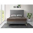 Pemberly Row Gray Velvet Full Bed with Gold and Chrome Legs Included