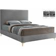 Pemberly Row Gray Velvet Full Bed with Gold and Chrome Legs Included
