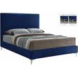 Pemberly Row Navy Velvet Full Bed with Gold and Chrome Legs Included