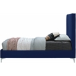 Pemberly Row Navy Velvet Full Bed with Gold and Chrome Legs Included