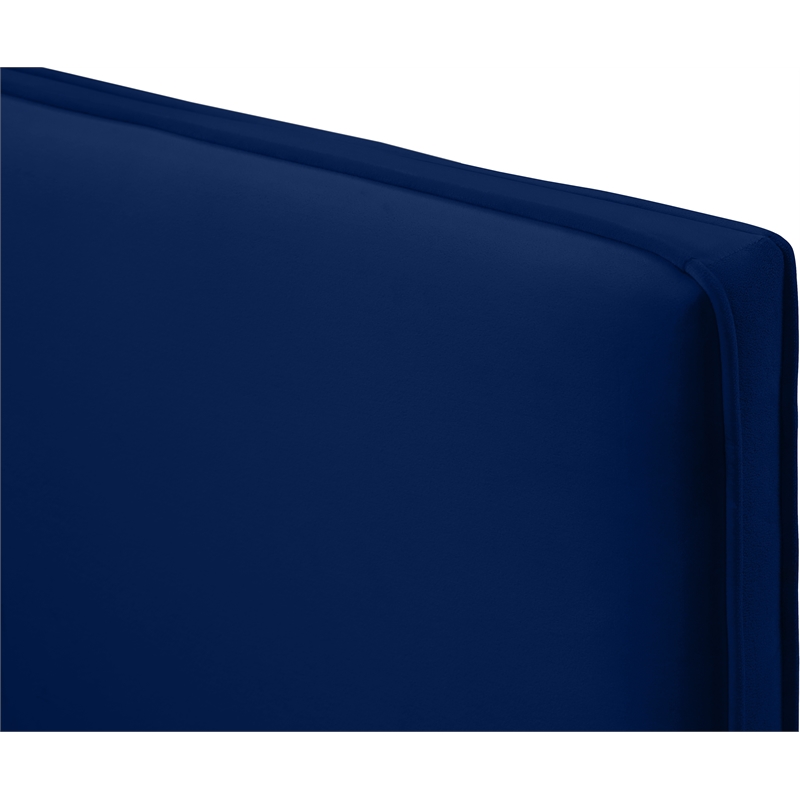 Pemberly Row Navy Velvet Full Bed with Gold and Chrome Legs Included