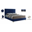 Pemberly Row Navy Velvet Full Bed with Gold and Chrome Legs Included