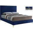 Pemberly Row Navy Velvet Full Bed with Gold and Chrome Legs Included