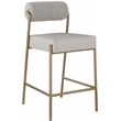 Pemberly Row Contemporary Taupe Vegan Leather / Boucle Counter Stool