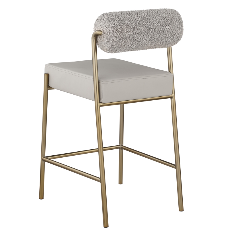 Pemberly Row Contemporary Taupe Vegan Leather / Boucle Counter Stool