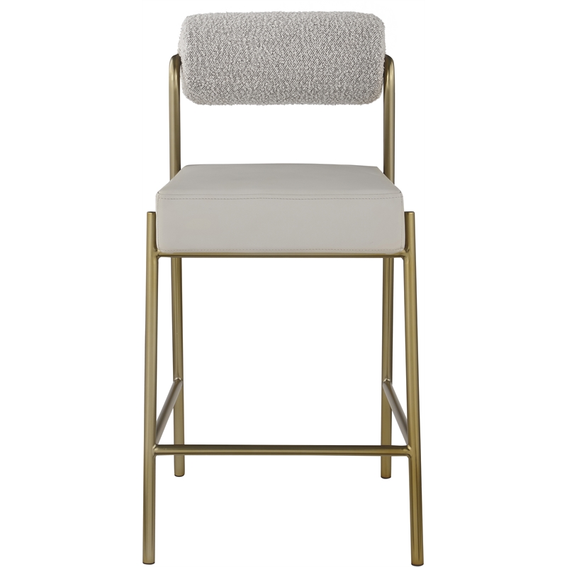 Pemberly Row Contemporary Taupe Vegan Leather / Boucle Counter Stool
