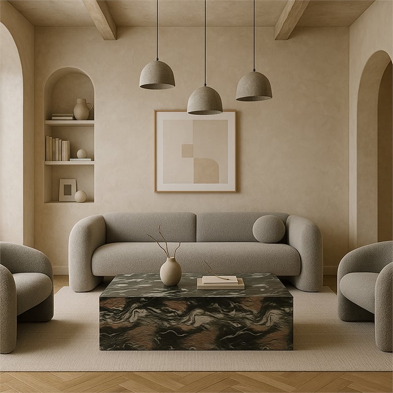 Pemberly Row Contemporary Green Concrete Indoor/Outdoor Coffee Table