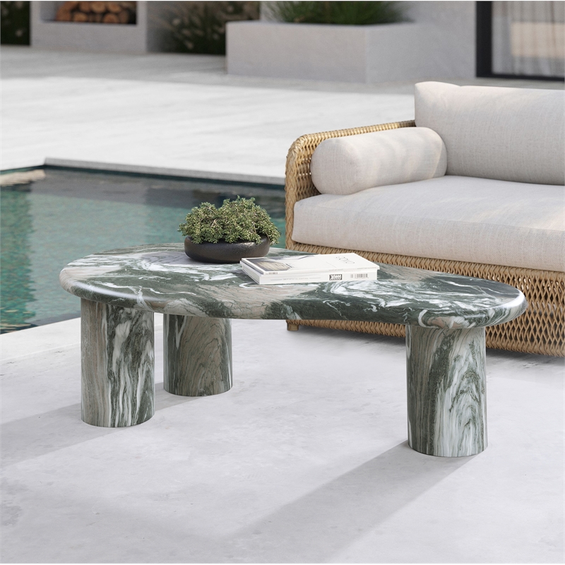 Pemberly Row Contemporary Green Indoor/Outdoor Concrete Coffee Table