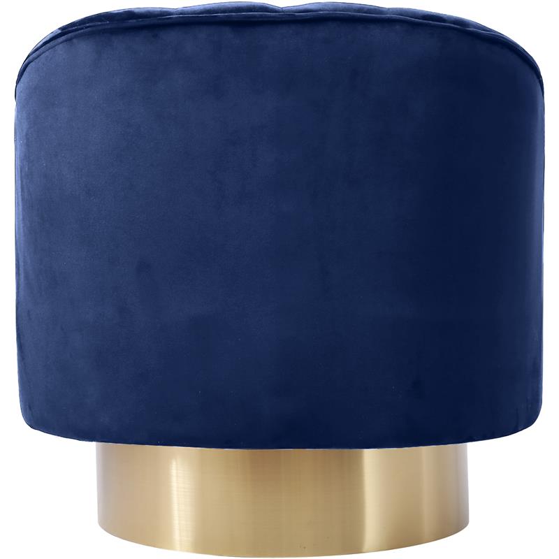 Pemberly Row Contemporary Upholstered Navy Velvet Swivel Accent Chair
