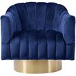 Pemberly Row Contemporary Upholstered Navy Velvet Swivel Accent Chair