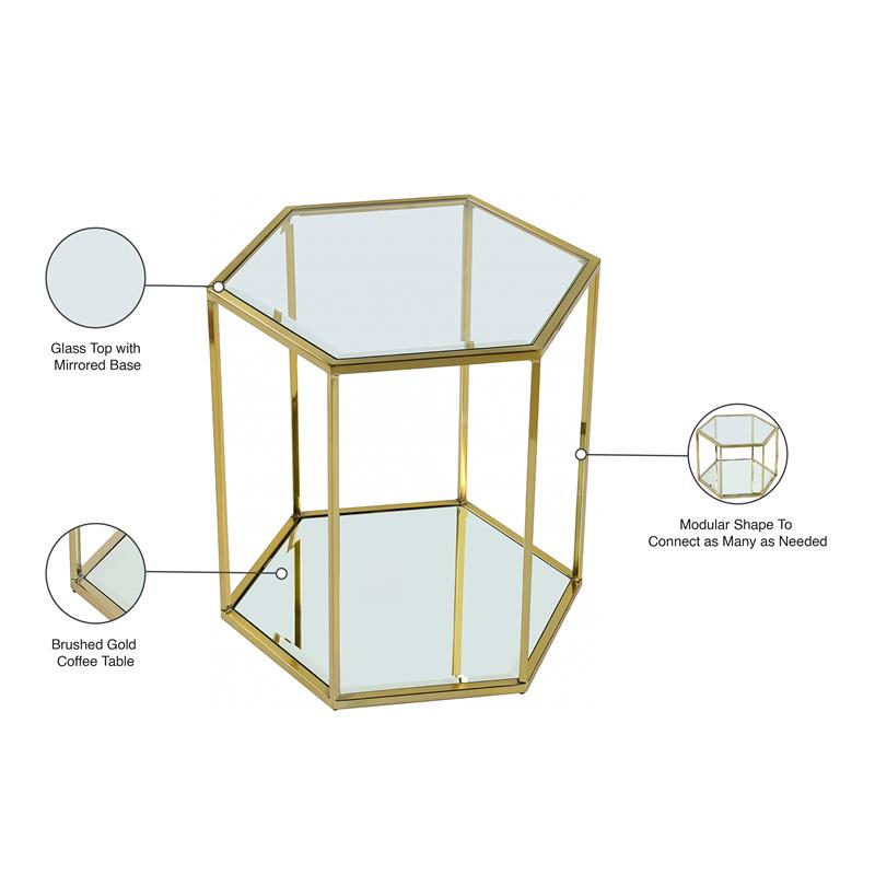 Pemberly Row Contemporary Modular Stainless Steel and Glass End Table